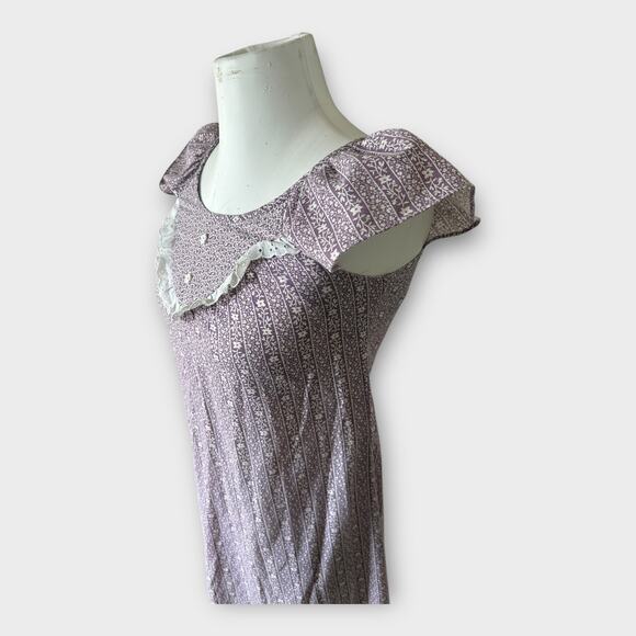 Vintage 70s Liberty House Hawaiian Purple Floral Cottagecore Boho Maxi Dress 4 - Picture 3 of 10